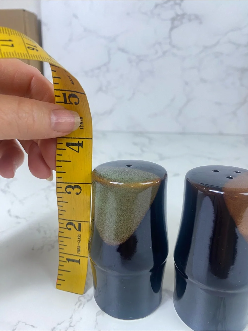 Vintage Japanese 70s Soy Sauce Pitcher and Salt and Pepper Shaker brown Glaze